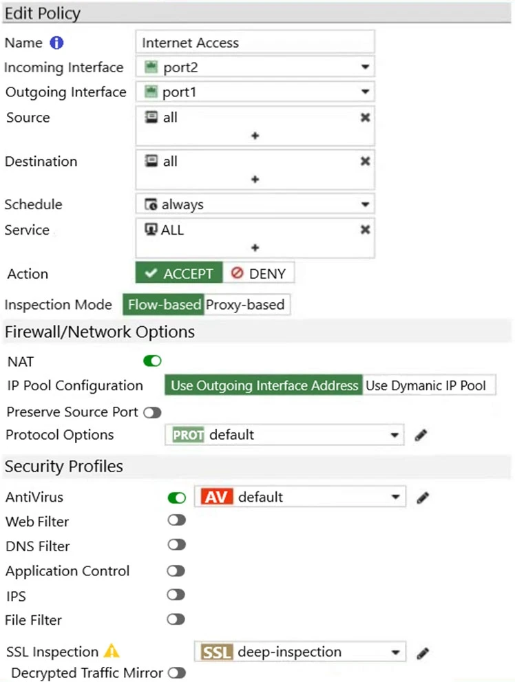 Exam NSE4_FGT-7.0: Question 3 - Image 1